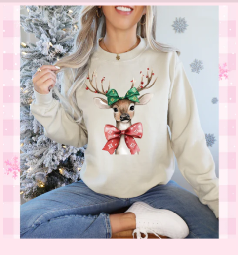 Xmas Deer Tee or Pullover