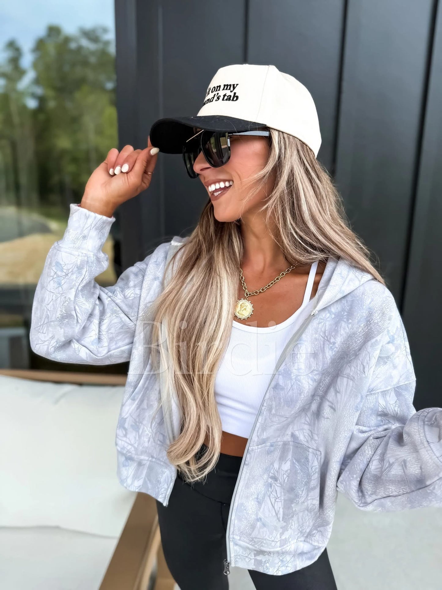 Full Zip Camo Jacket in Gray