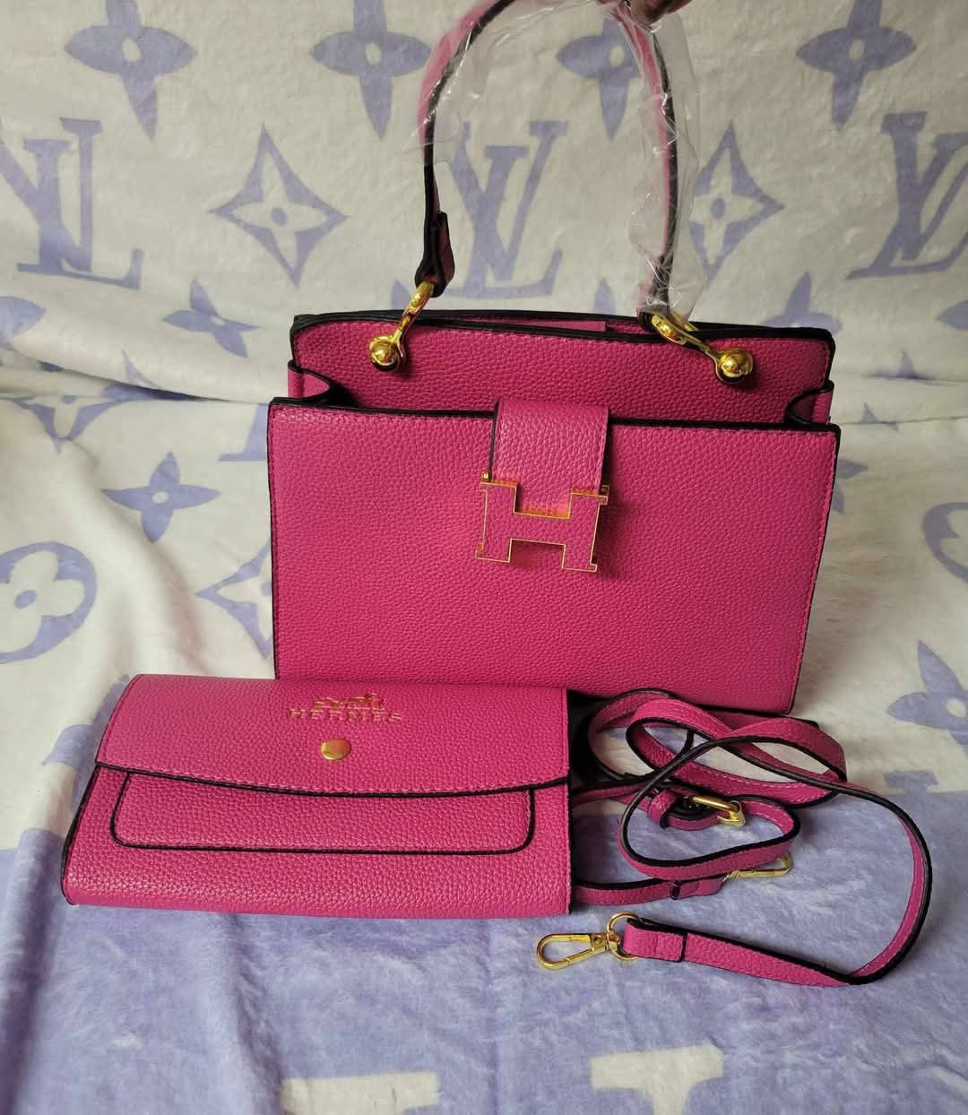 H Bag 2pc Set Pink