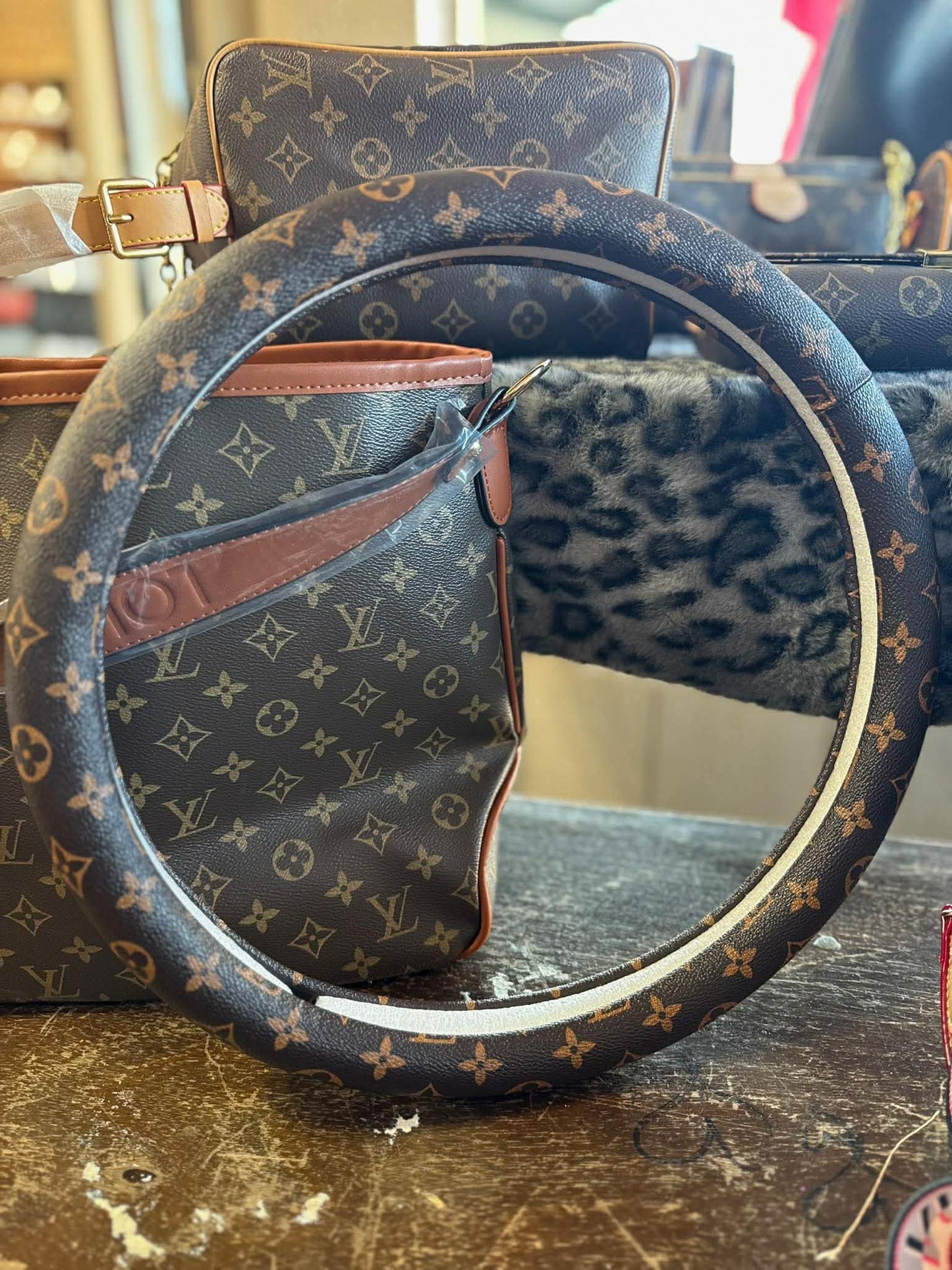 Elle Brown Steering Wheel Cover