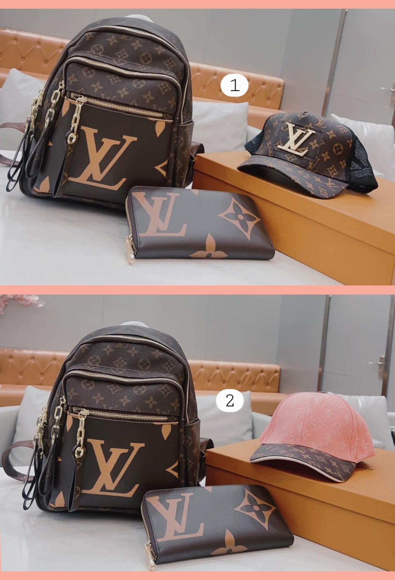 L Mono Backpack/Wallet/Hat Bundle