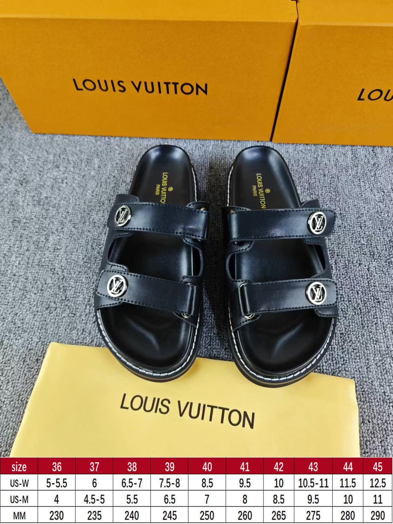 L Black 2 Strap Slip on Sandal