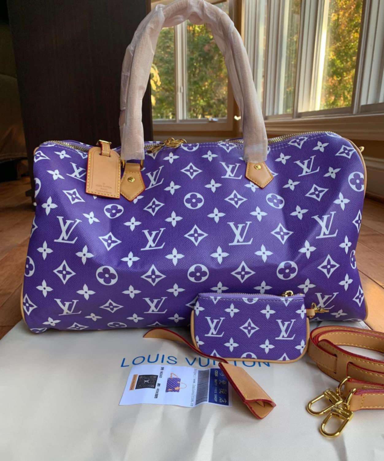 L Purple Mono Duffle
