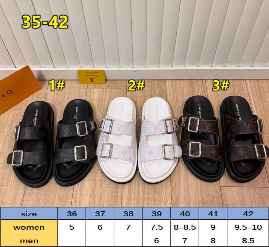 L Sandals 2 Strap Black/White/Brown