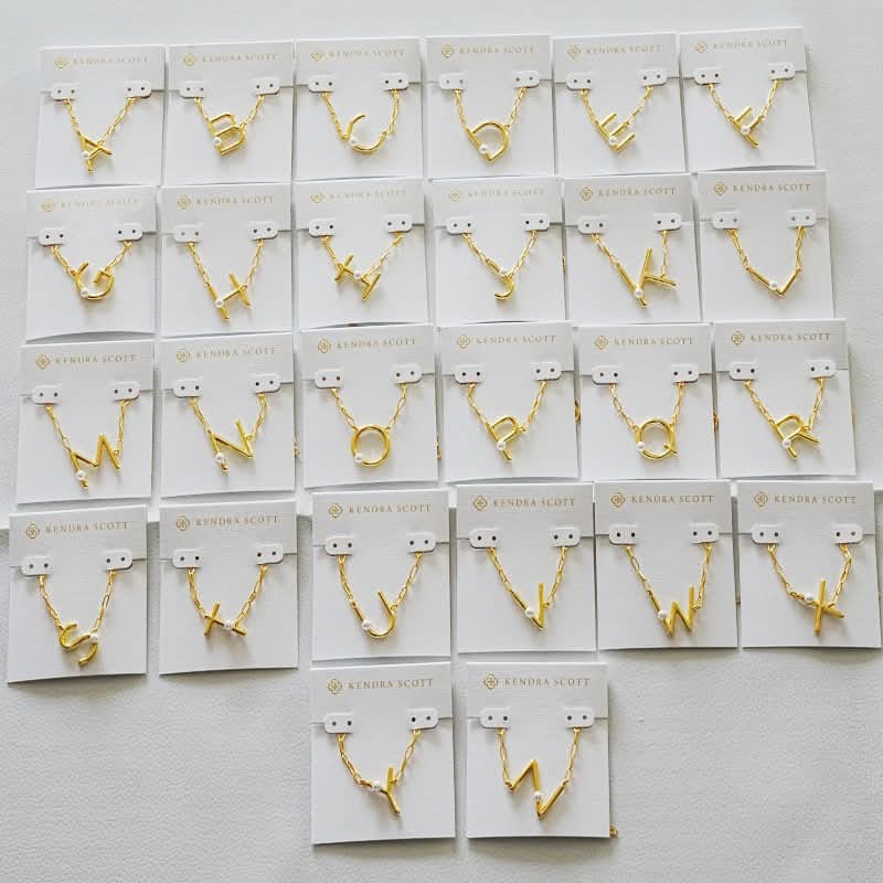 K-S Gold Pearl Initial Necklace