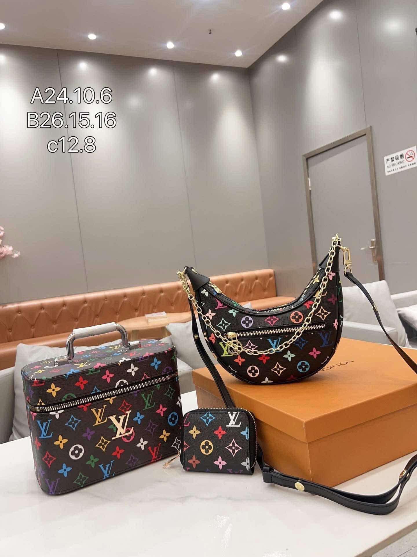 L Bag Set Black/Rainbow Mono