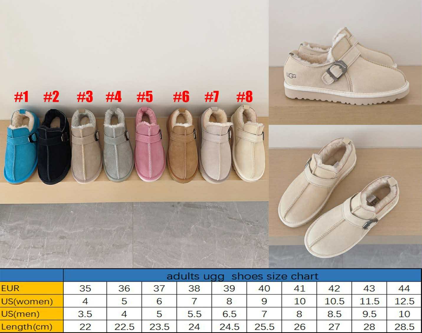 U Fur Lined Buckle Shoe