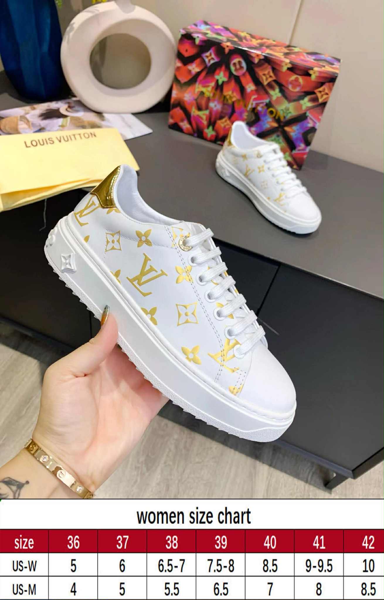 L Mono Sneakers White/Gold