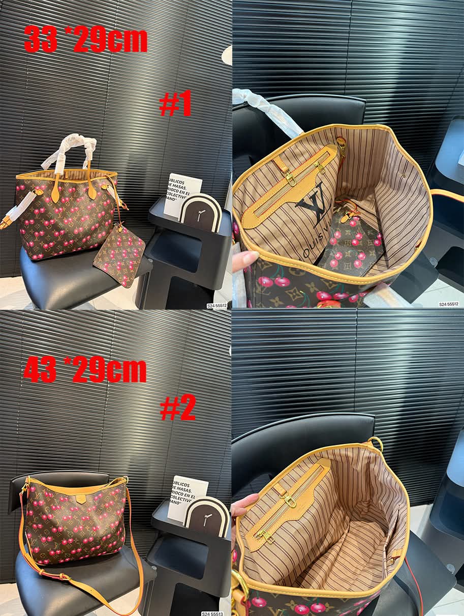 L Brown Mono Cherry Bags