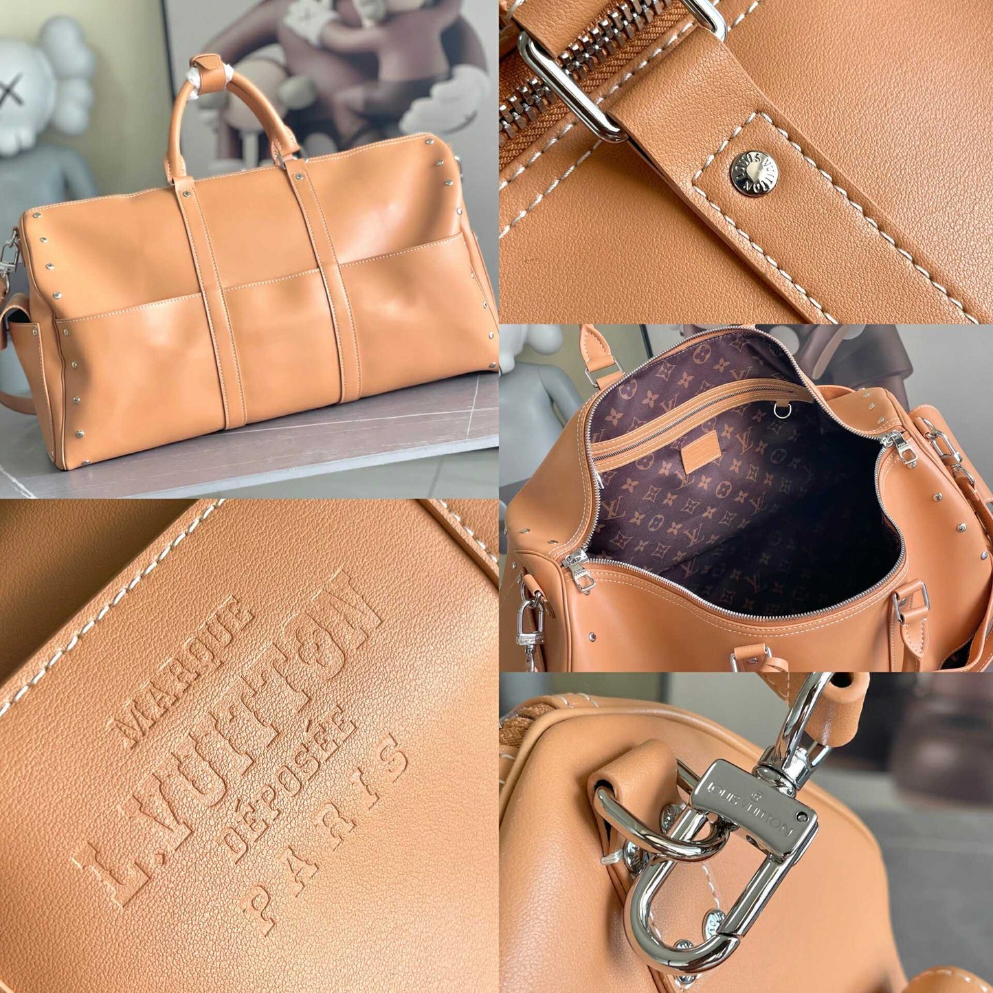 L Tan Lux Travel Bag