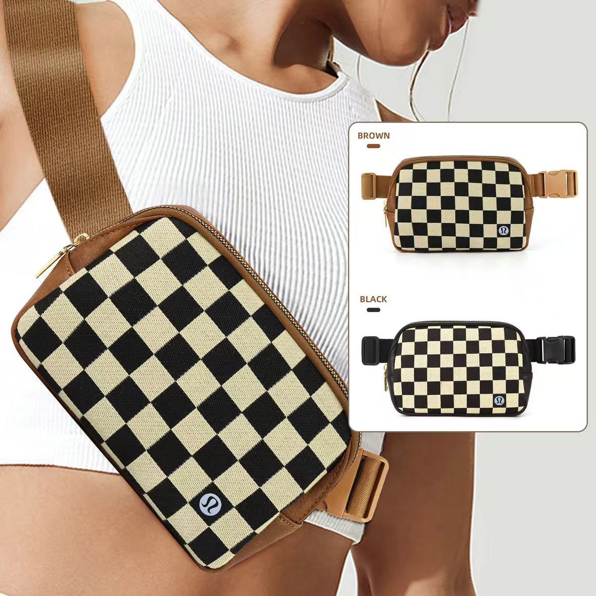 π Lu Checkered Belt Bag