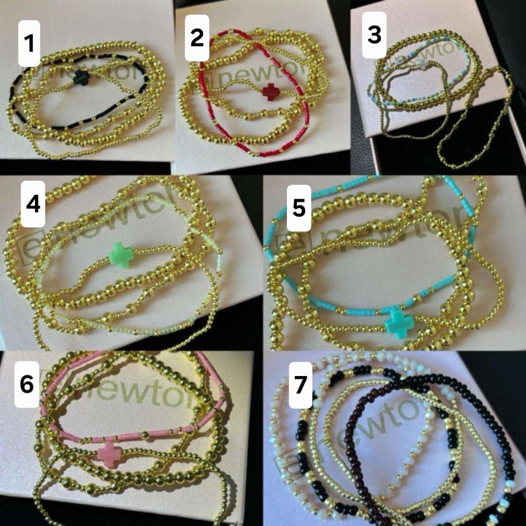 E Stacked Beaded Bracelets