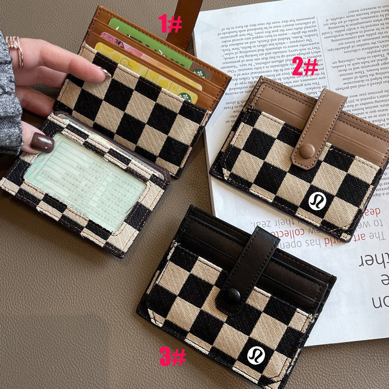 π Lu Checkered Cardholder Wallet