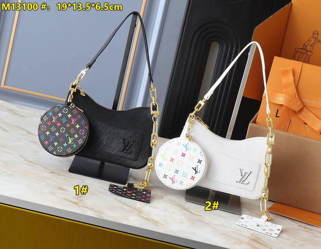 L Shoulder Bags w Chain& Pouch