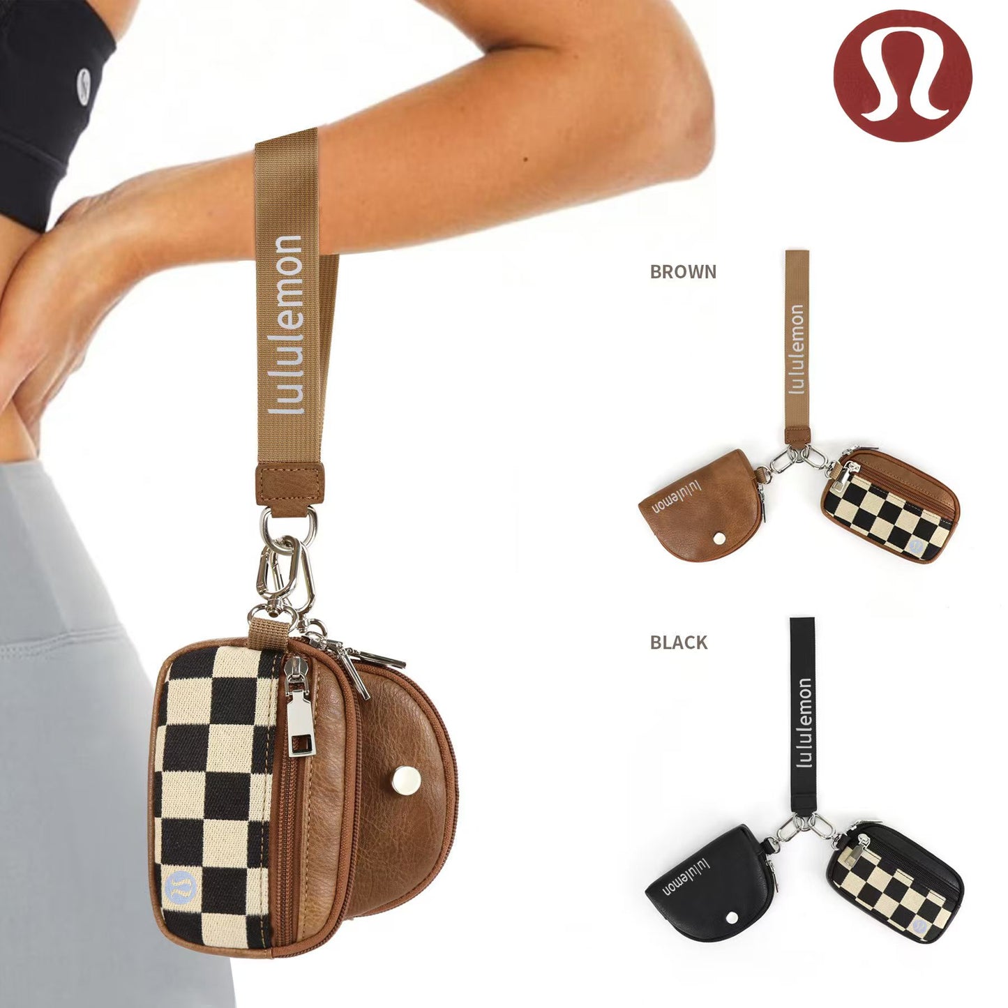 π Lu Checkered Dual Pouch