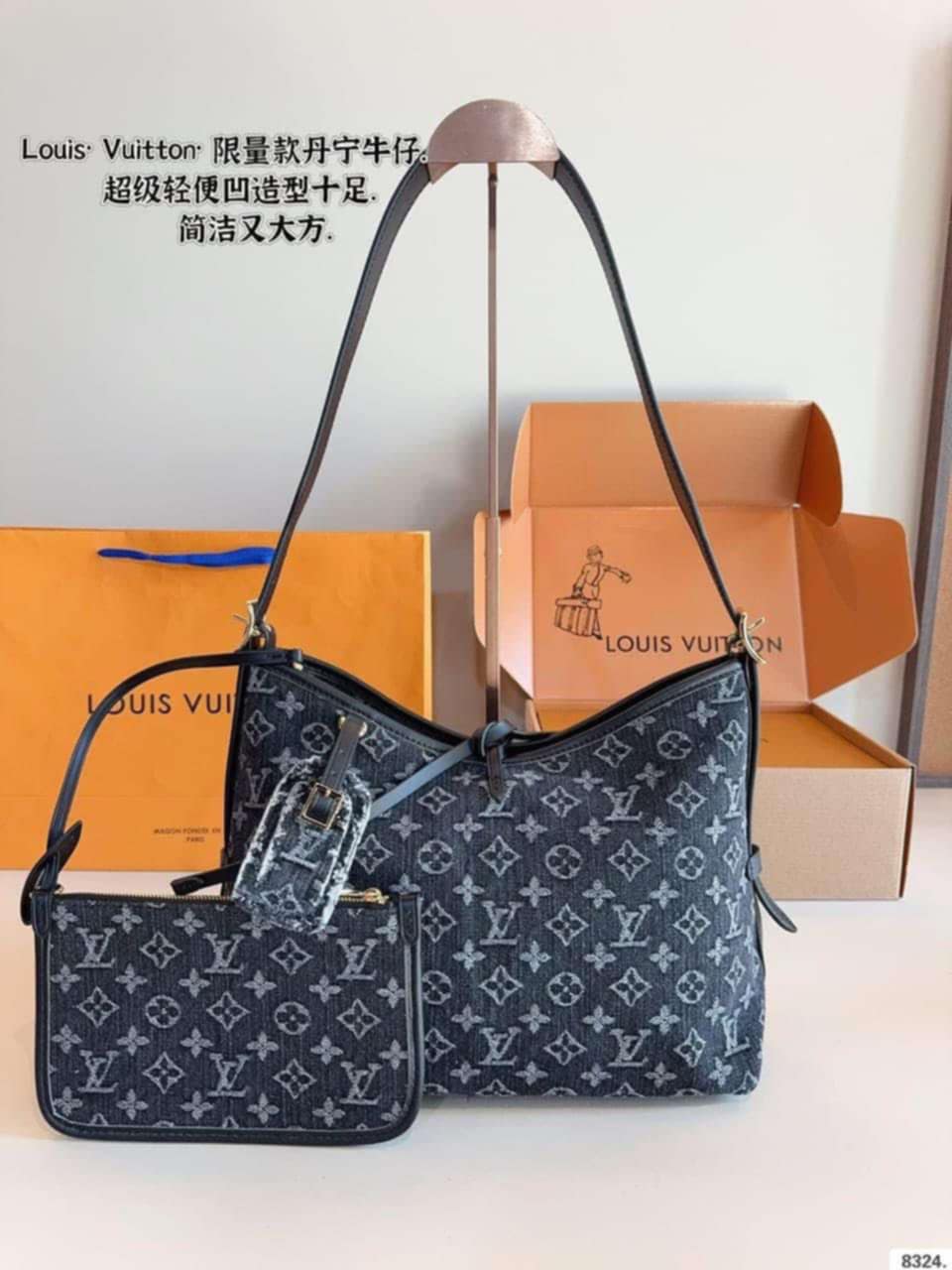 L Black Denim Mono Bag & Insert