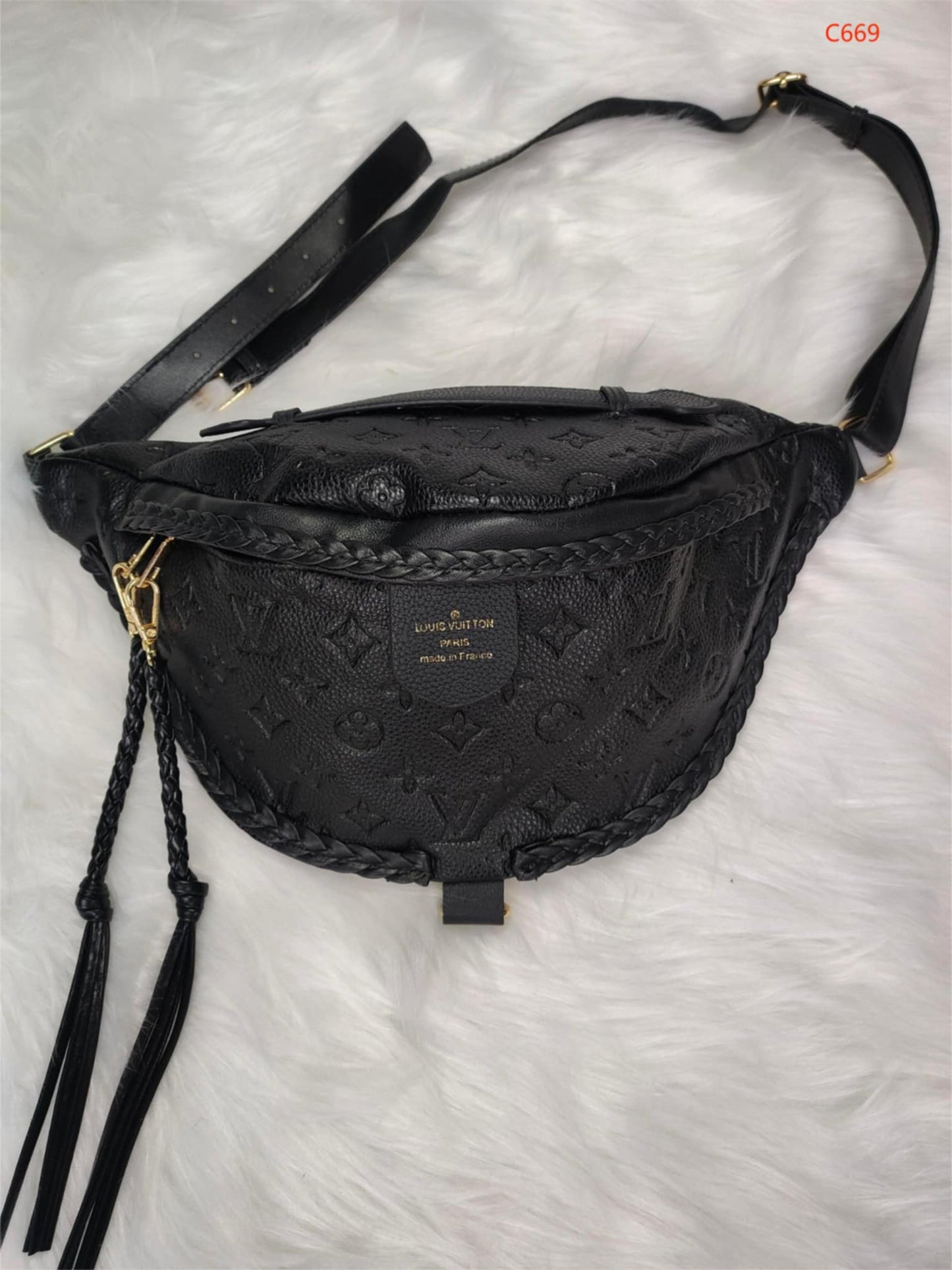 L Black Braided Bum Bag