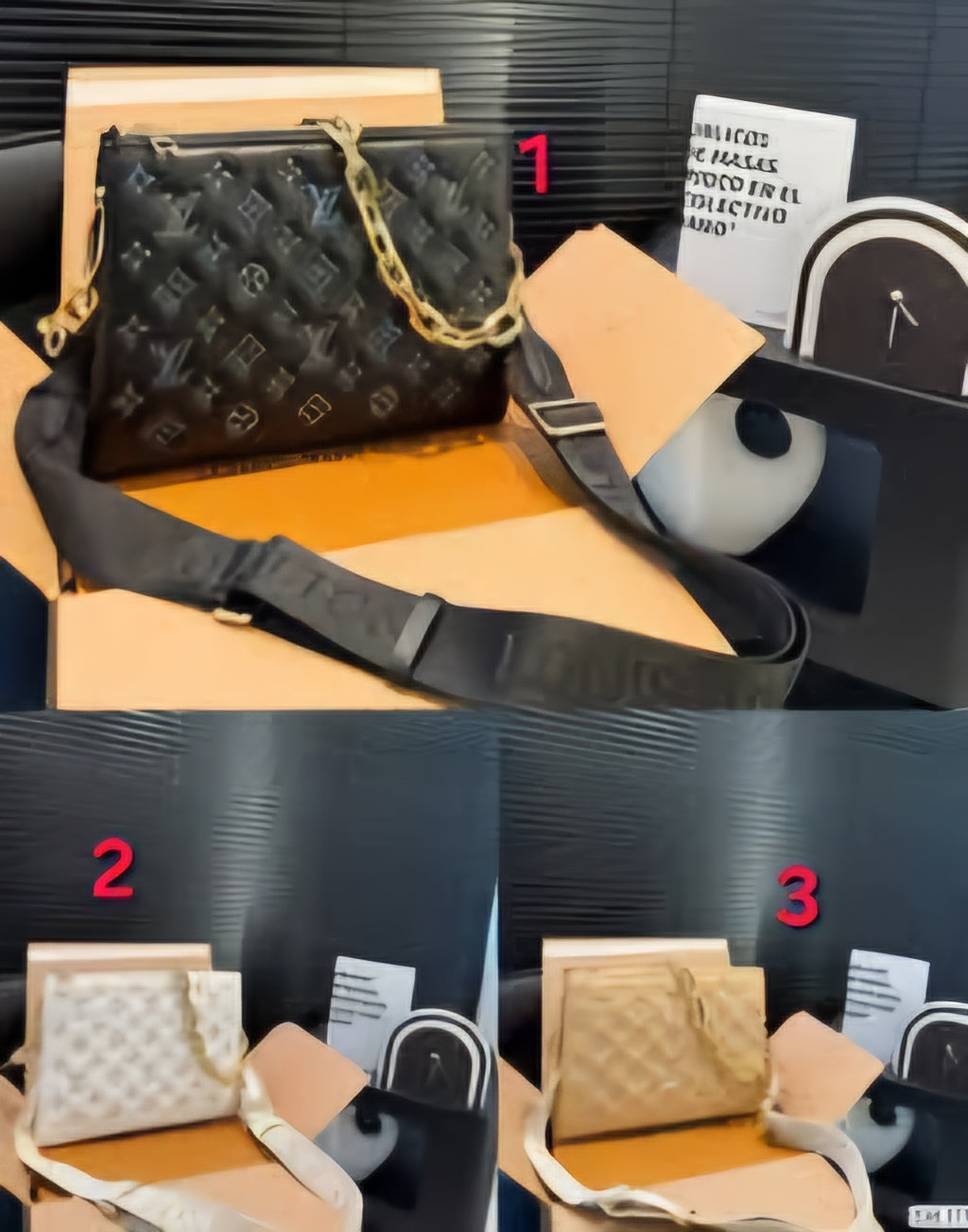 L Cousin Bags Black/White/Tan