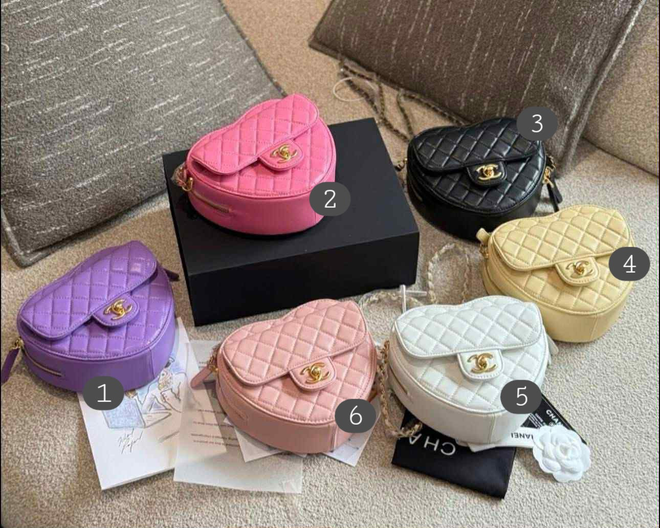 L Quilted Heart Bags 1-6