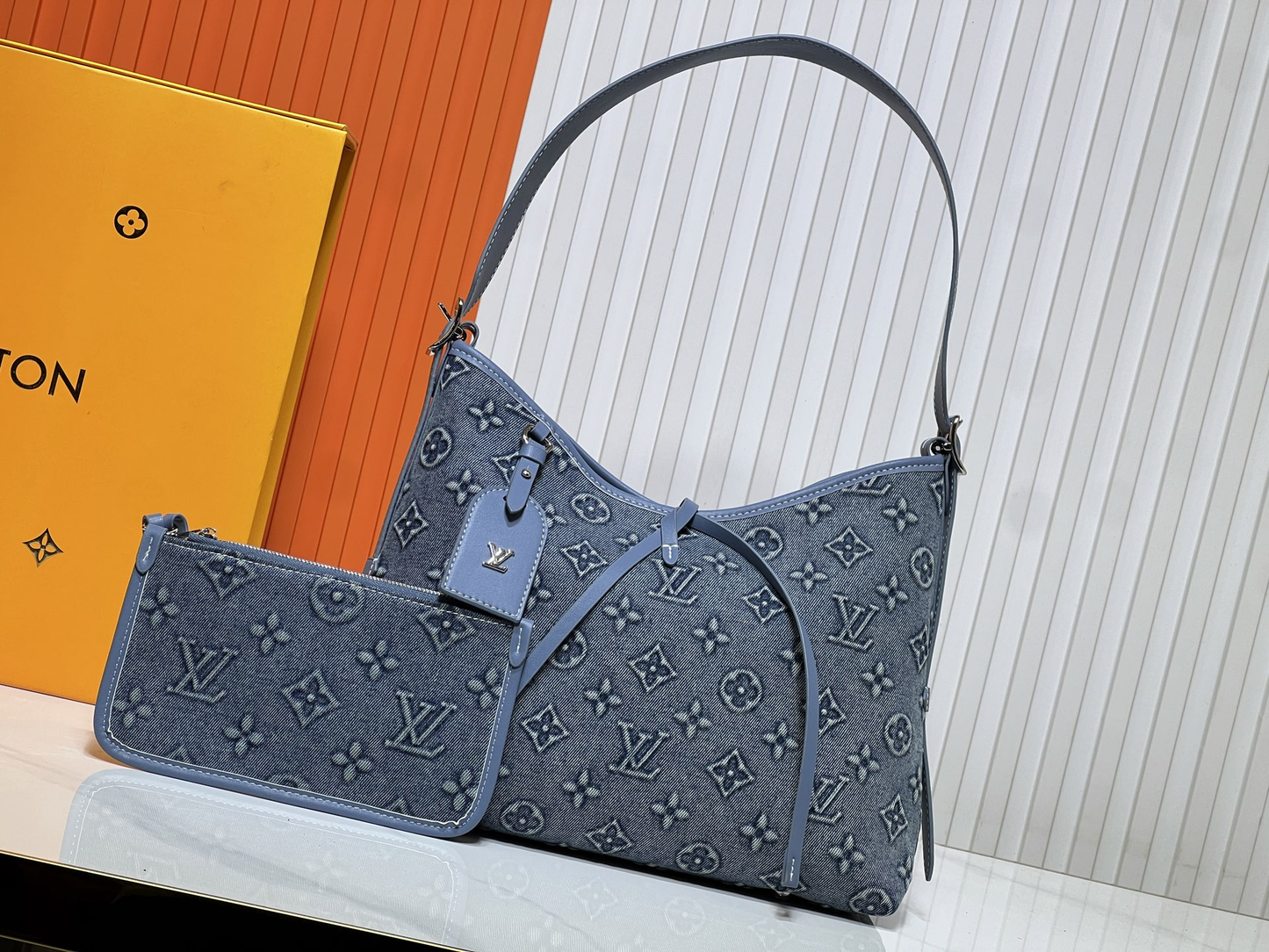 L Grey Denim Carry All Bag