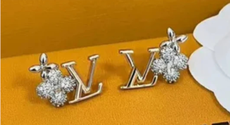 L Silver Logo Flower Earrings
