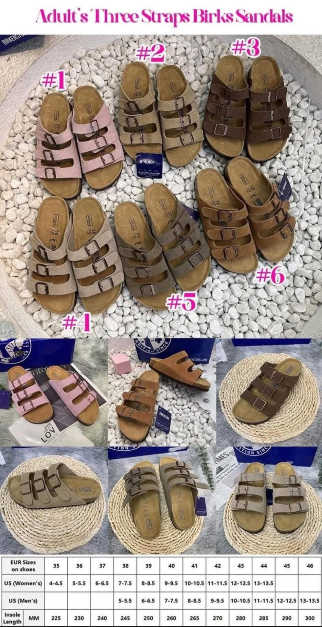 3 Strap Birk Sandals 1-6