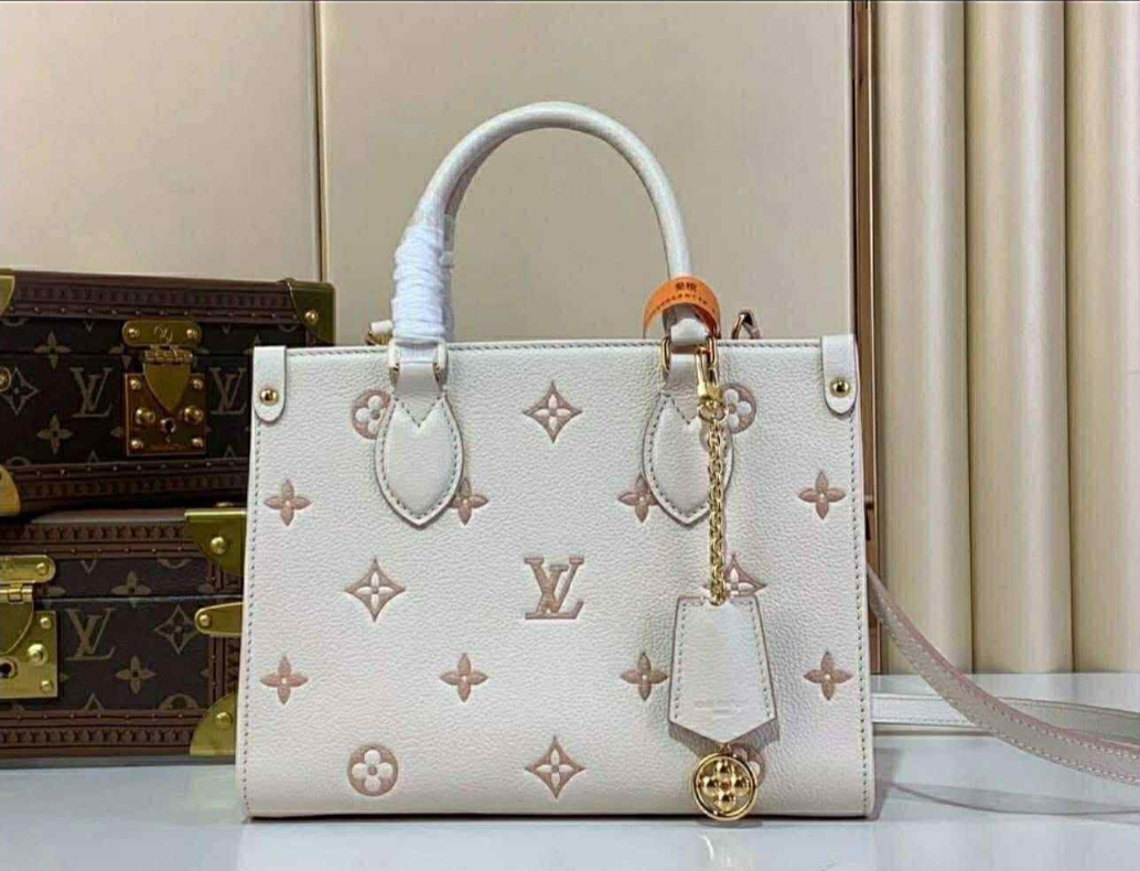L OTG White/Tan Bag