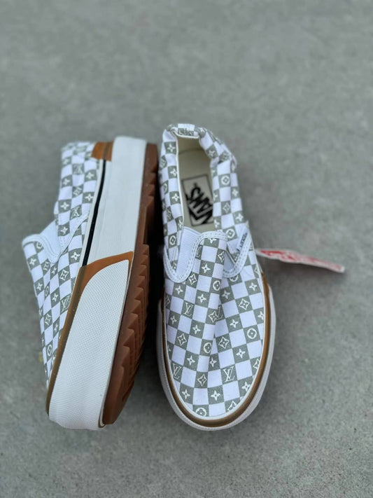 V Boujee Slip On Sneakers Checker
