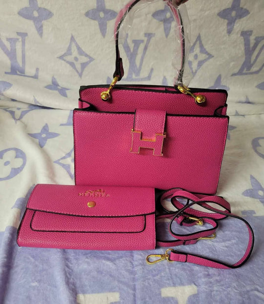 H Bag 2pc Set Pink