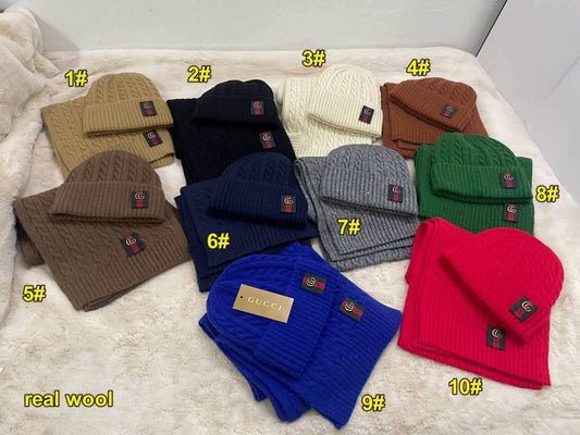 G*G Hat & Scarf Set (Real Wool)