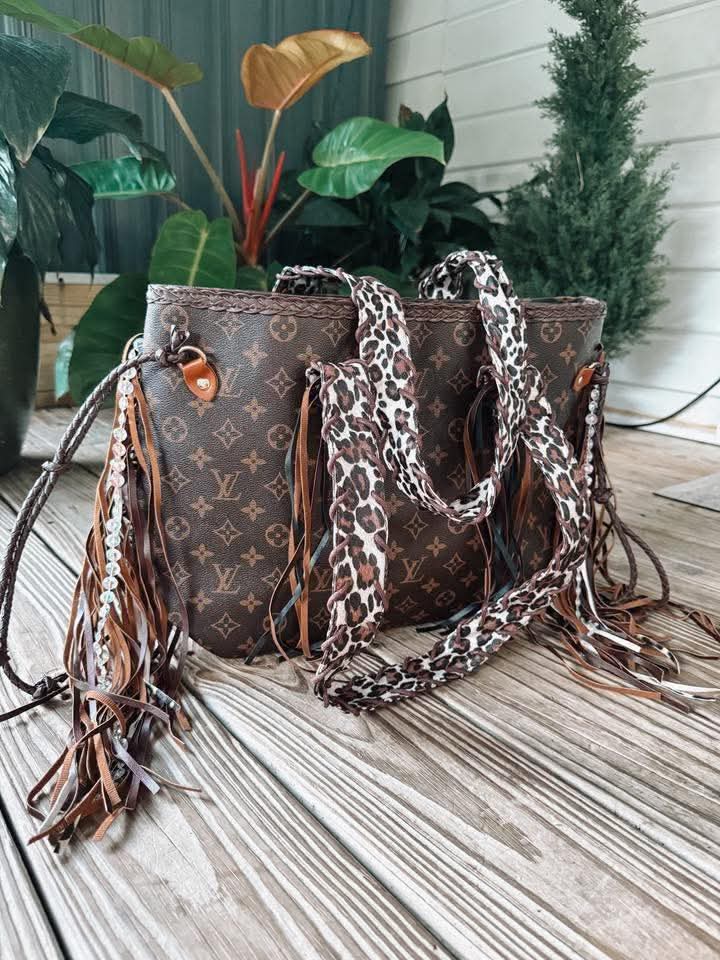 L Boho Fringe Tote New