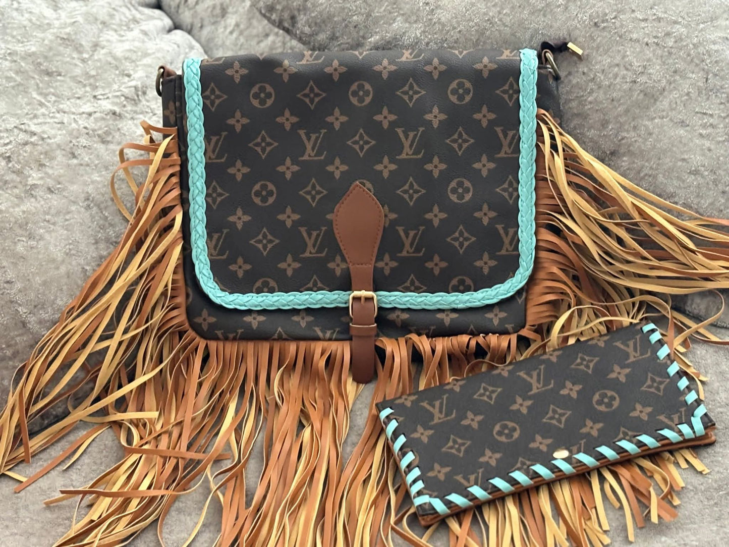 Elle Boho Fringe Set Blue