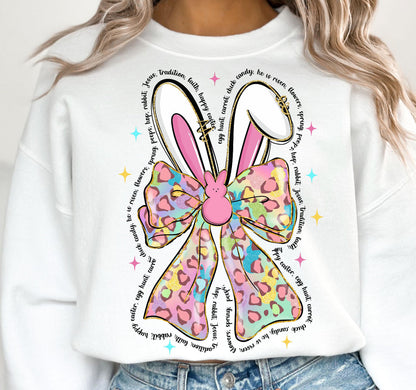 Colorful cheetah bunny ears ADULT TEE OR PULLOVER