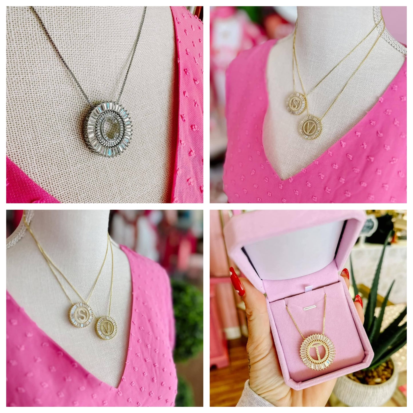 Initial Pendent w Stones