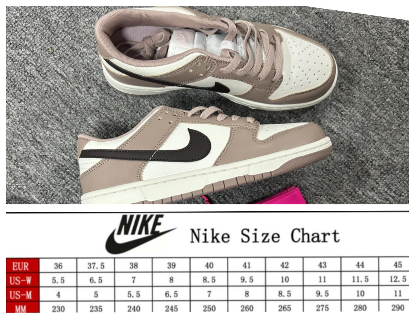 NKE Dunk White/Black/Taupe