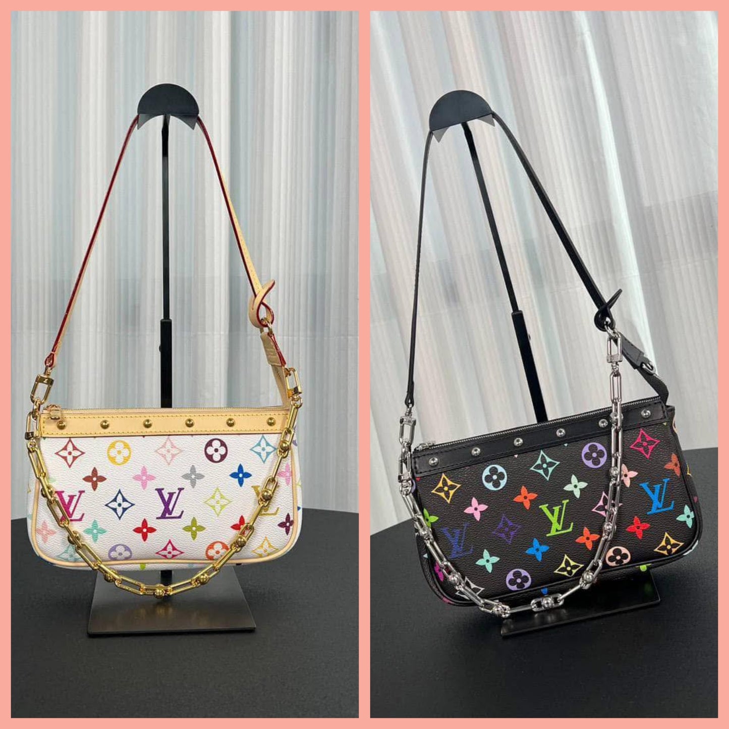 L Mono Pouchette Bags w Chain