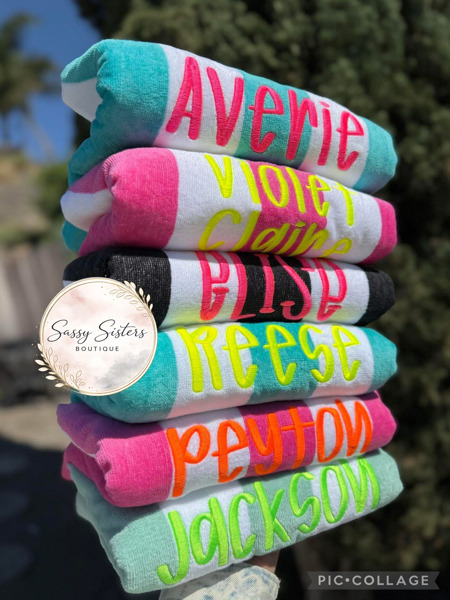 Custom name embroidered towels