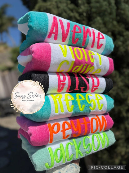 Custom name embroidered towels