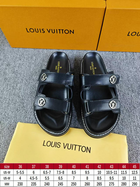 L Black 2 Strap Slip on Sandal