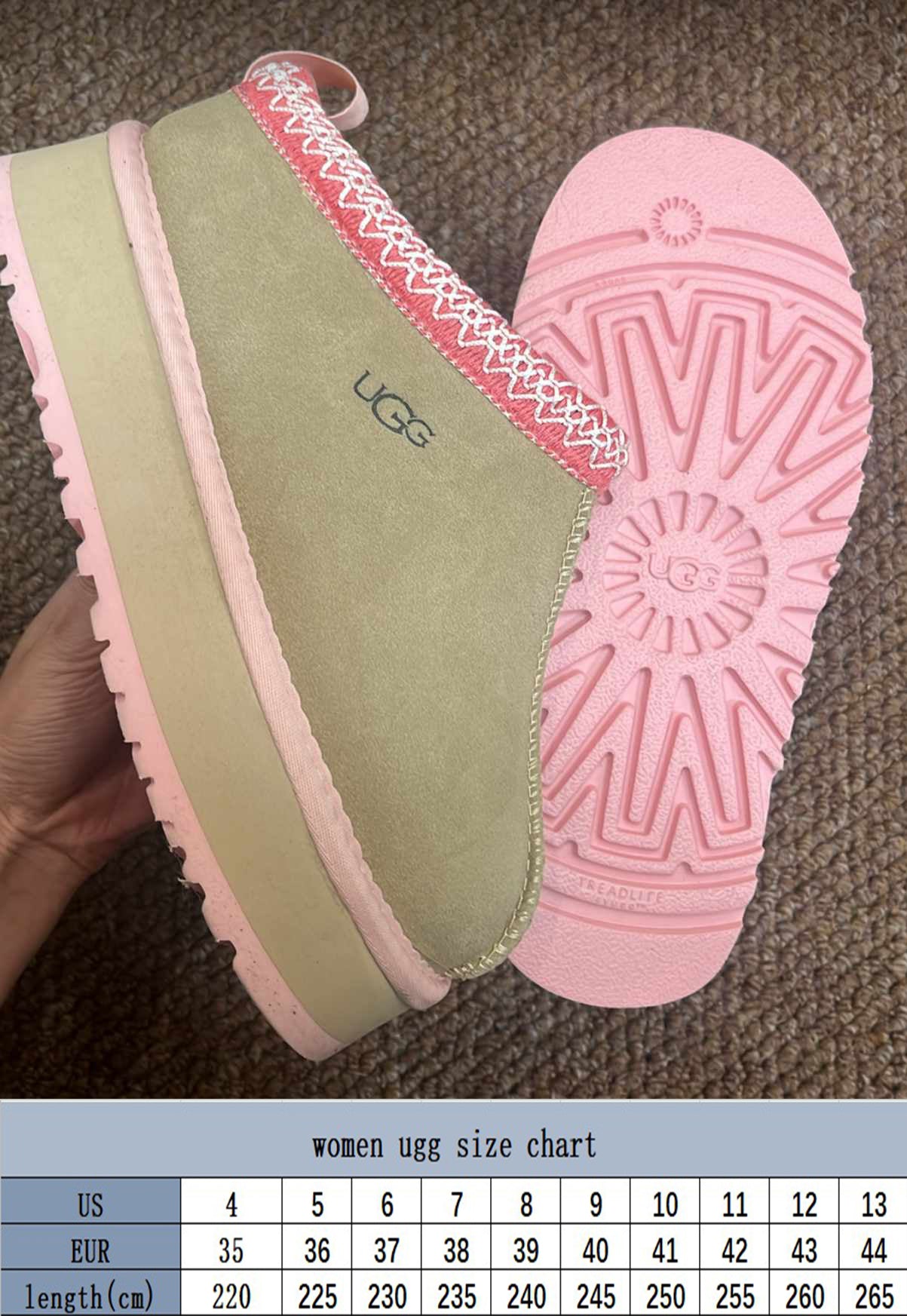 U Tan/ Light Pink Platform