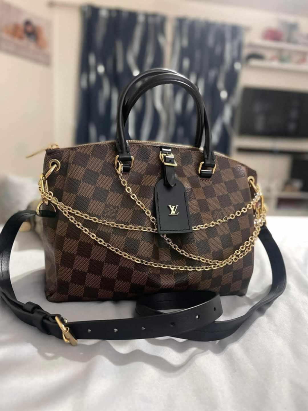 L Checkered Chain Bag