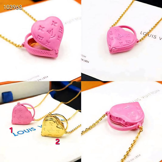 L Heart Charm Necklaces New