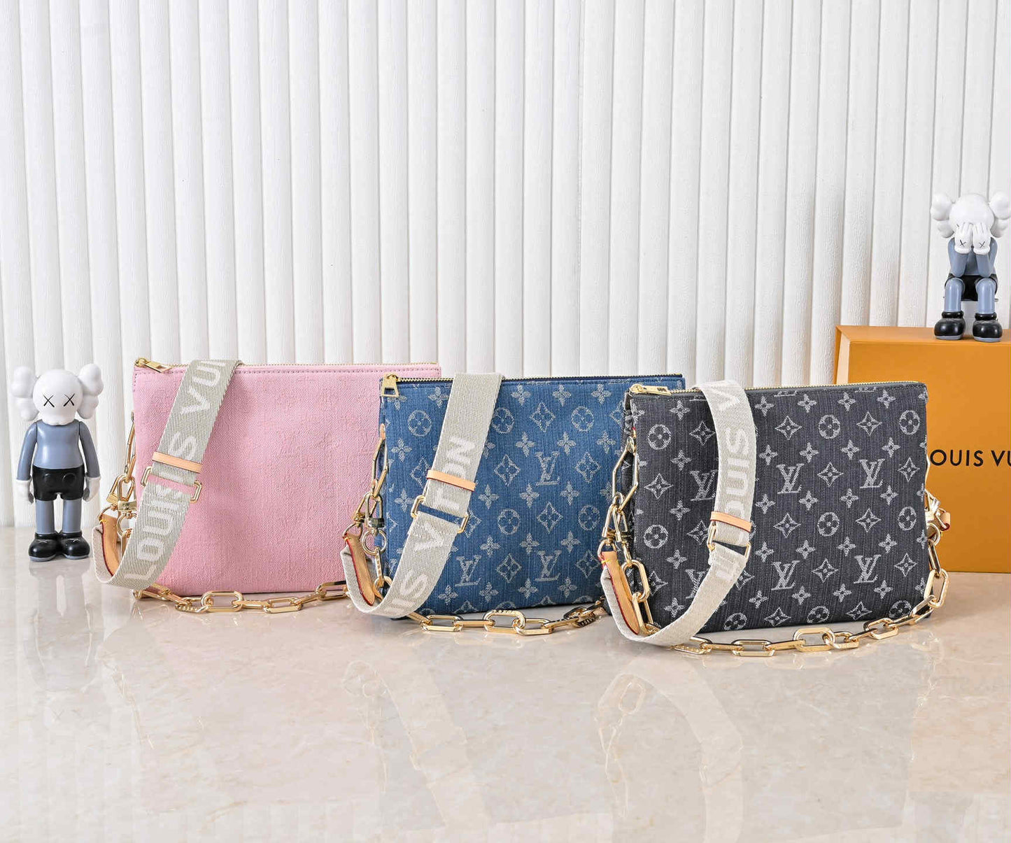 L Denim Bags Pink/Blue/Black