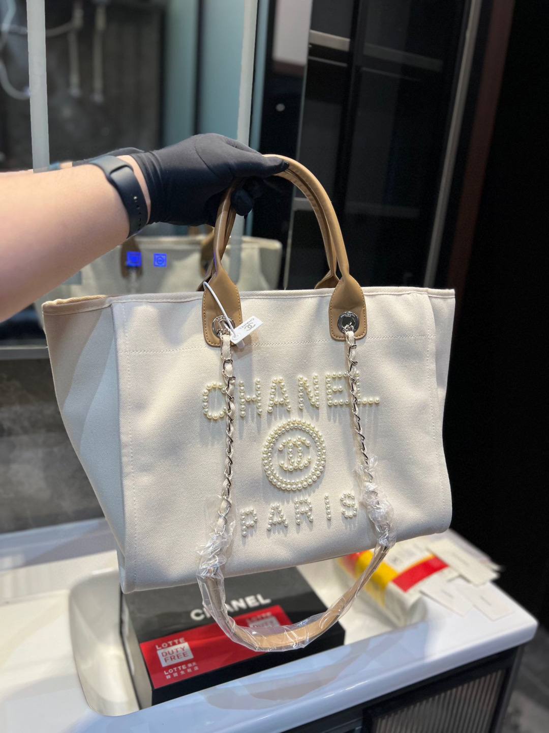 CC White Pearl Tote Bag