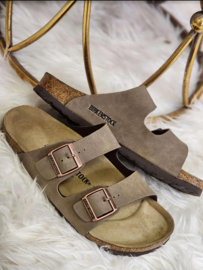 B-irk 2 Strap Sandals- Taupe