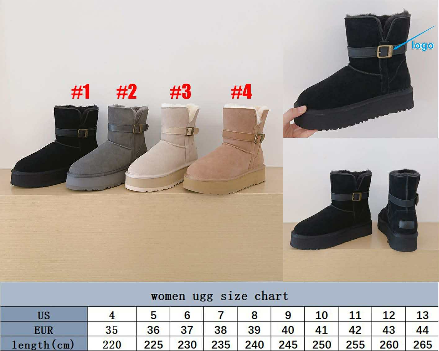 U Buckle Platform Boots