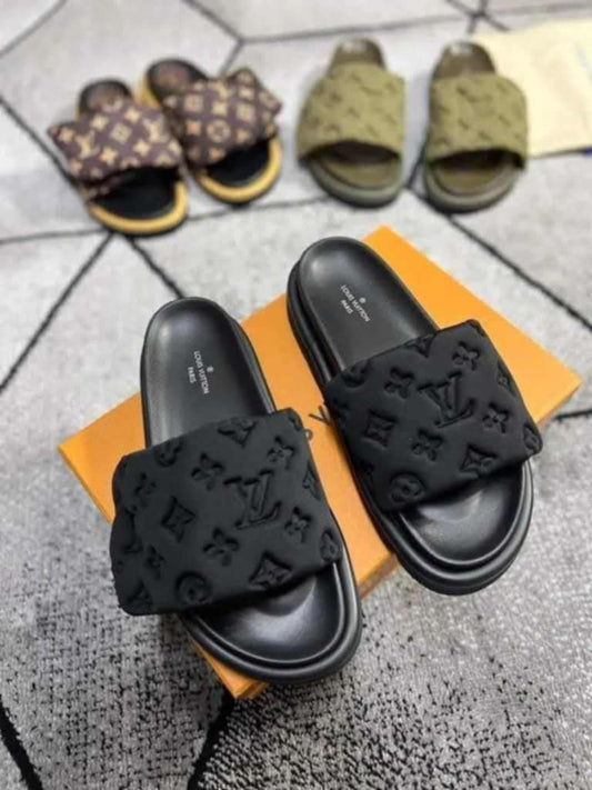 L Pillow Mono Slide Sandal Black