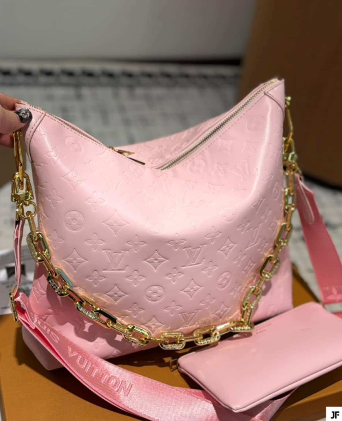 Pink L Bag Gold Chain