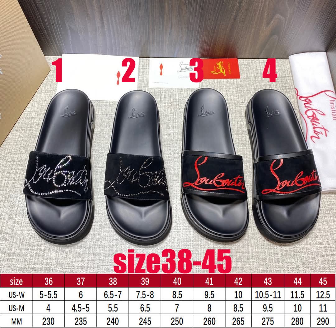 LouB Red Bottom Slides 1-4
