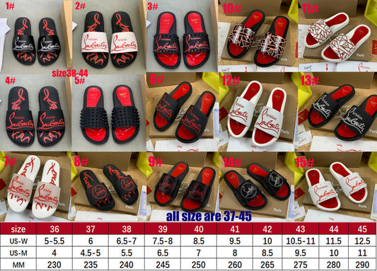 LouB Red Bottom Slides 10-15